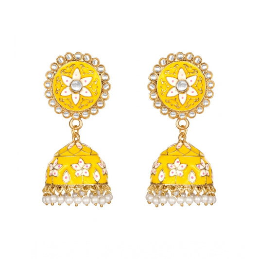 Roneclick Women's Rose Gold Plated Alloy Earrings (Yellow)