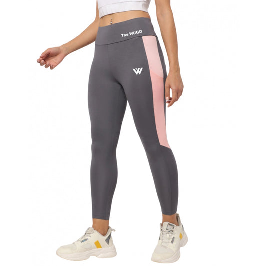 Roneclick Women's Polyster Solid Sport Leggings (Grey)