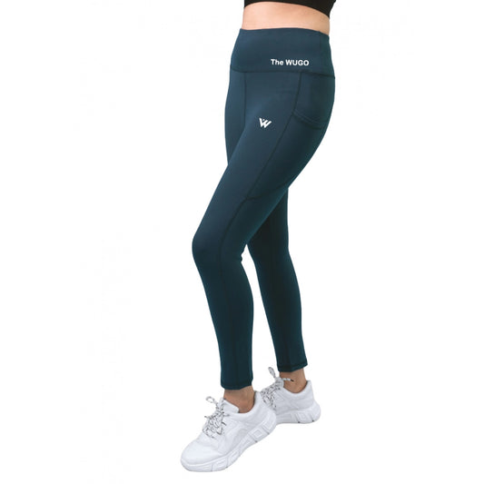 Roneclick Women's Polyster Solid Sport Leggings (Blue)