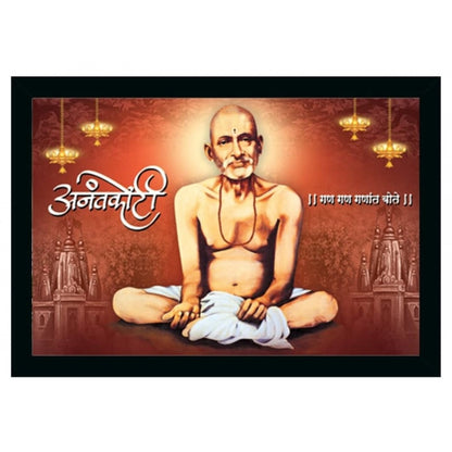 Roneclick Shri Gajanan Maharaj Painting Vinyl Sparkle Coated with Synthetic Photo Frame (Multicolor)