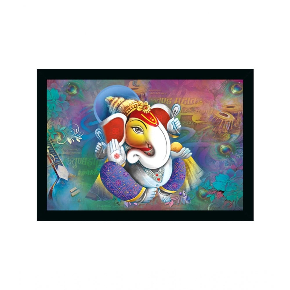 Roneclick Ganesh Photo with Synthetic Photo Frame (Multicolor)