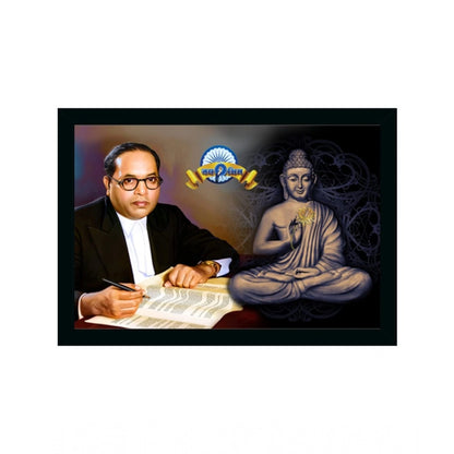 Roneclick Ambedkar Buddha Painting Vinyl Sparkle Coated with Synthetic Photo Frame (Multicolor)