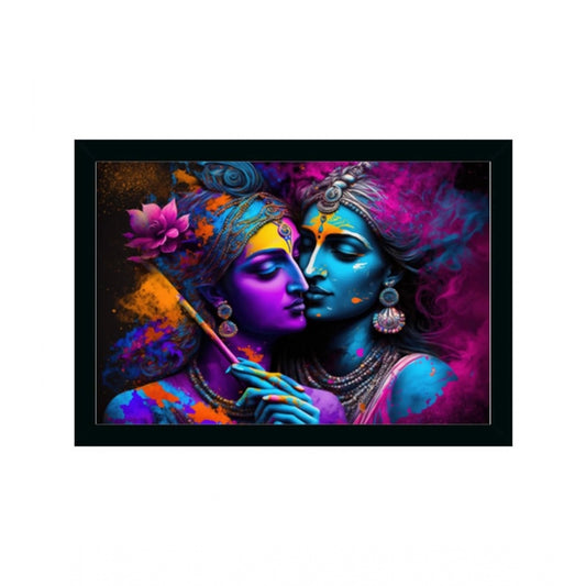 Roneclick Radha Krishna Painting with Synthetic Photo Frame (Multicolor)