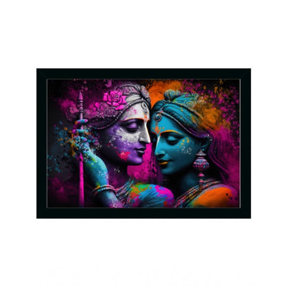 Roneclick Radha Krishna Painting with Synthetic Photo Frame (Multicolor)