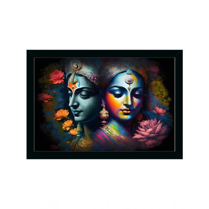 Roneclick Radha Krishna Painting with Synthetic Photo Frame (Multicolor)