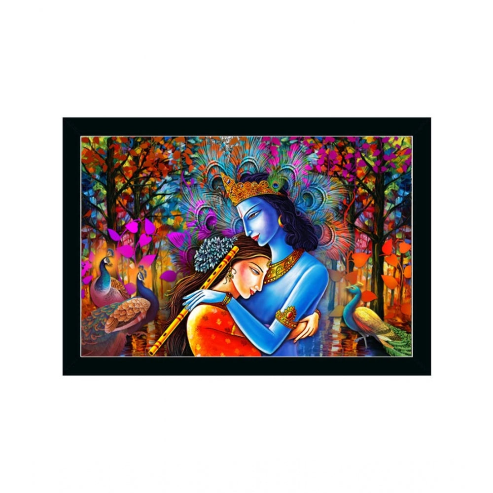 Roneclick Radha Krishna Painting with Synthetic Photo Frame (Multicolor)