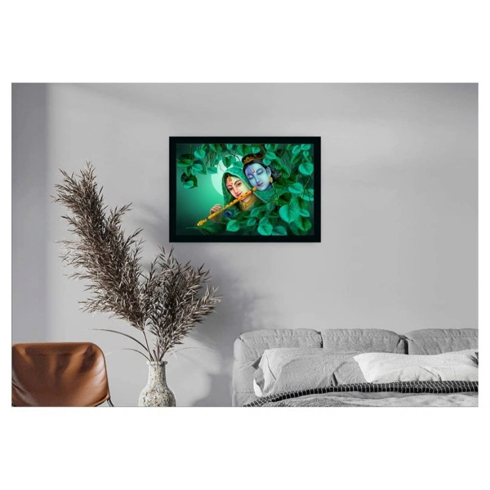 Roneclick Radha Krishna Painting Vinyl Sparkle Coated with Synthetic Photo Frame (Multicolor)