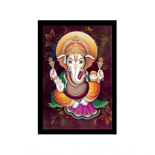 Roneclick Ganesh Photo with Synthetic Photo Frame (Multicolor)