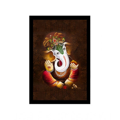 Roneclick Ganesh Photo with Synthetic Photo Frame  (Multicolor)