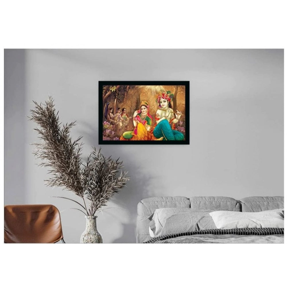 Roneclick Radha Krishna Painting with Synthetic Photo Frame (Multicolor)