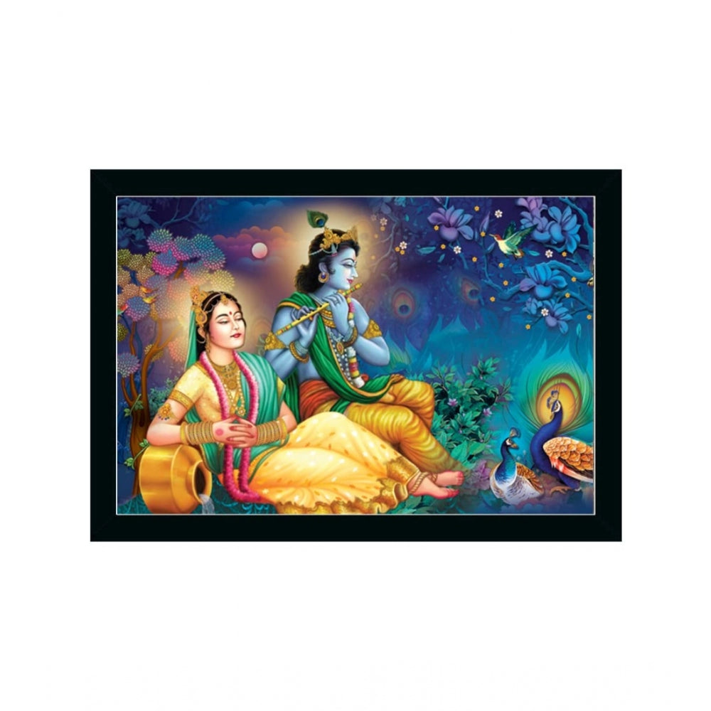 Roneclick Radha Krishna Painting with Synthetic Photo Frame (Multicolor)