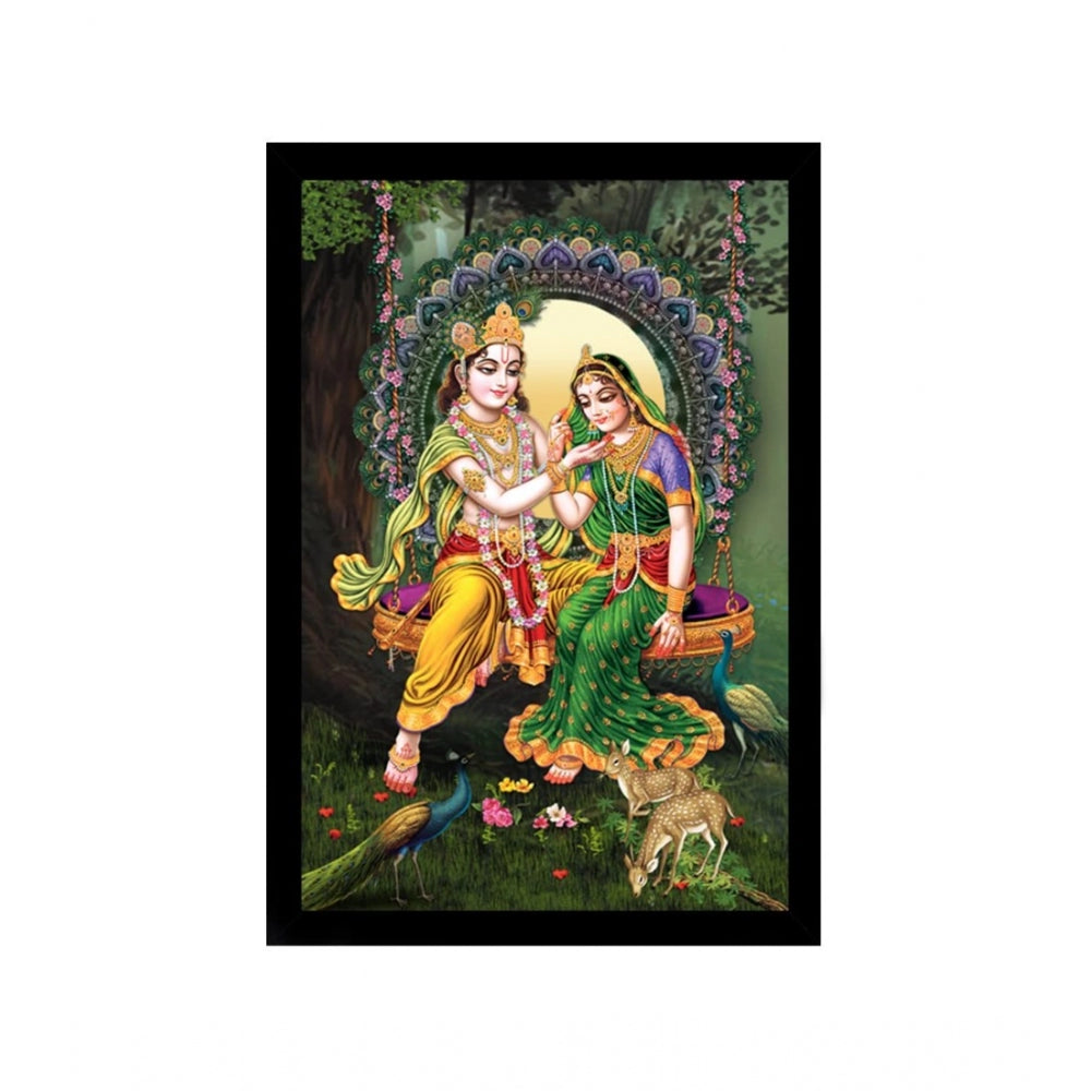 Roneclick Radha Krishna Painting with Synthetic Photo Frame (Multicolor)