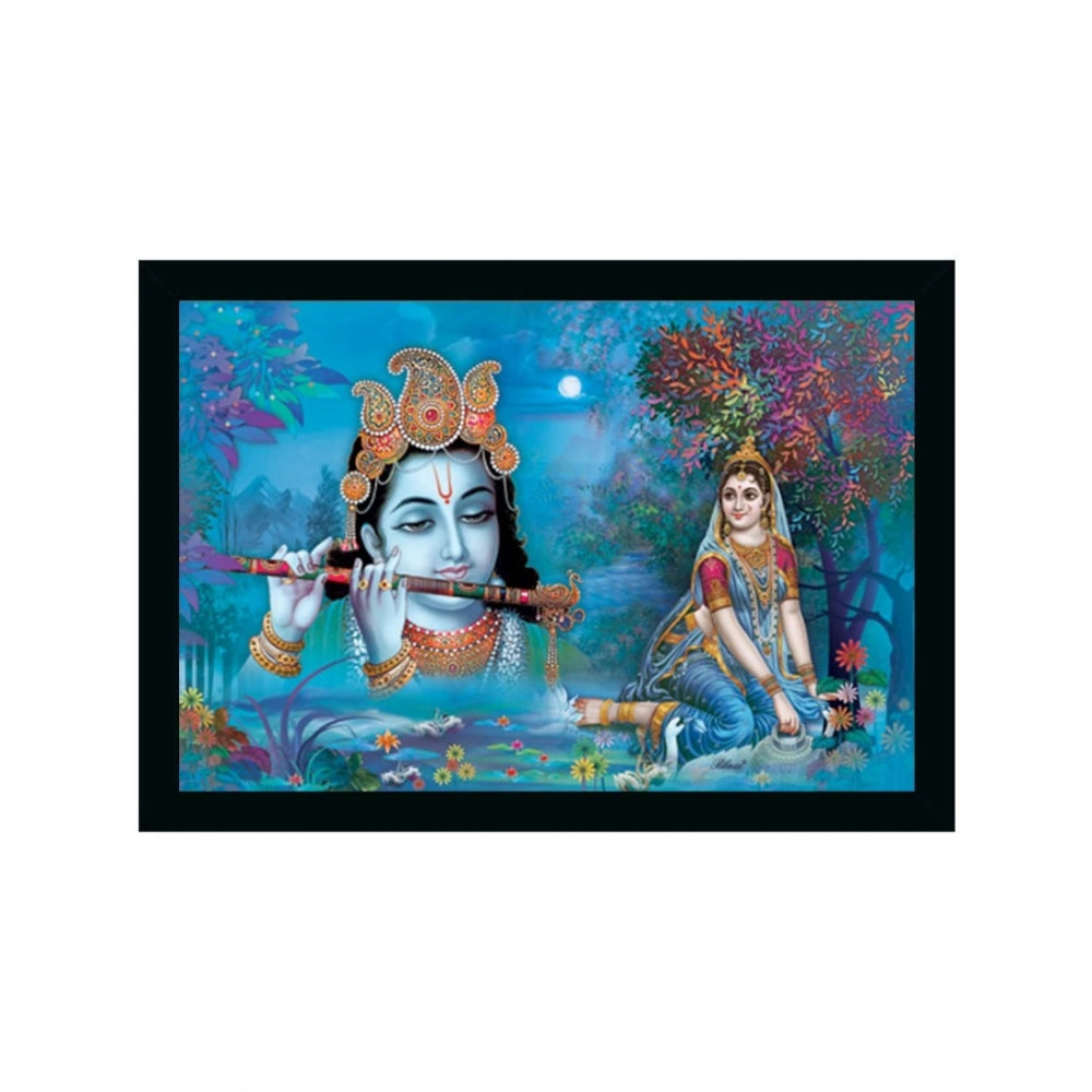 Roneclick Radha Krishna Painting Vinyl Sparkle Coated with Synthetic Photo Frame (Multicolor)