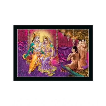 Roneclick Radha Krishna Painting with Synthetic Photo Frame (Multicolor)