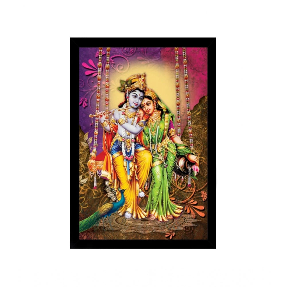 Roneclick Radha Krishna Painting with Synthetic Photo Frame (Multicolor)