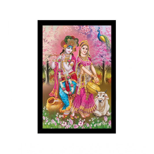 Roneclick Radha Krishna Painting with Synthetic Photo Frame (Multicolor)