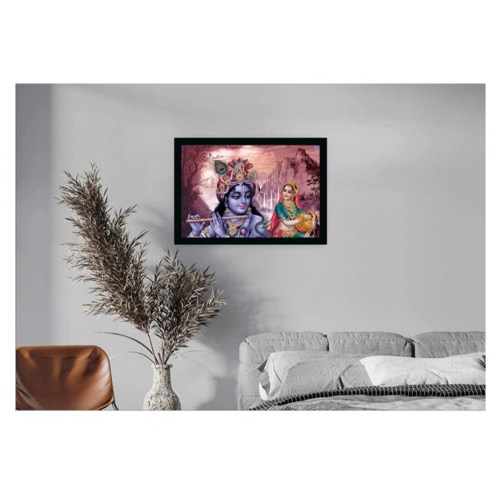 Roneclick Radha Krishna Painting with Synthetic Photo Frame (Multicolor)