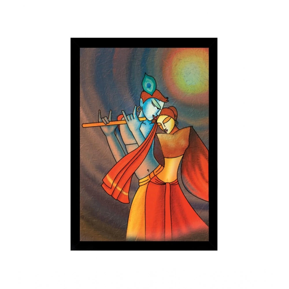 Roneclick Radha Krishna Painting with Synthetic Photo Frame (Multicolor)