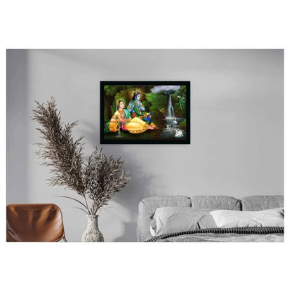 Roneclick Radha Krishna Painting with Synthetic Photo Frame (Multicolor)