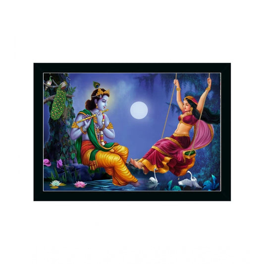 Roneclick Radha Krishna Painting with Synthetic Photo Frame (Multicolor)