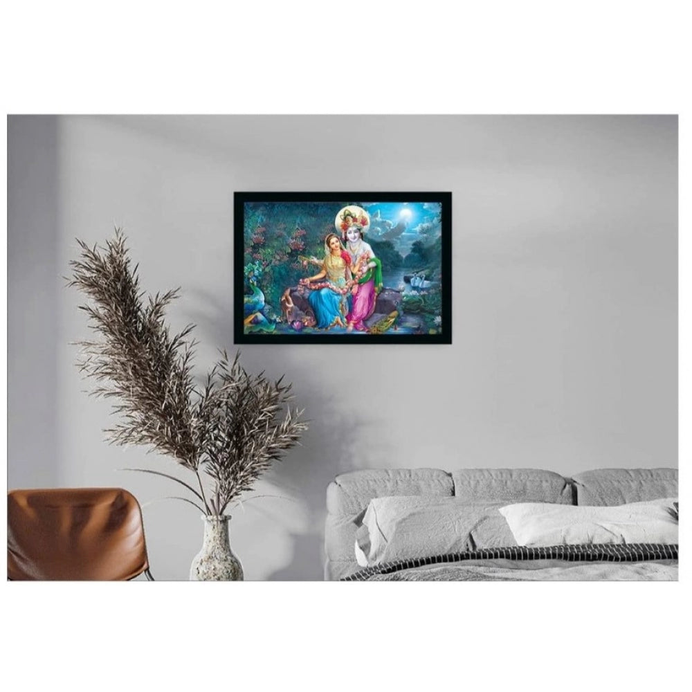 Roneclick Radha Krishna Painting with Synthetic Photo Frame (Multicolor)