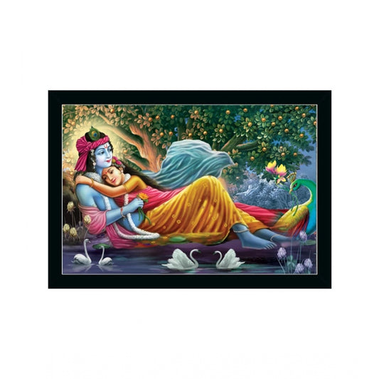 Roneclick Radha Krishna Painting with Synthetic Photo Frame (Multicolor)