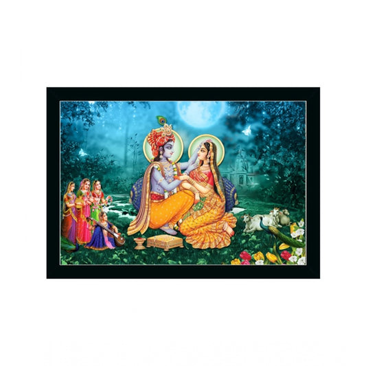 Roneclick Radha Krishna Painting with Synthetic Photo Frame (Multicolor)