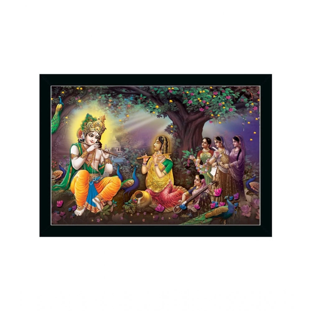 Roneclick Radha Krishna Painting with Synthetic Photo Frame (Multicolor)