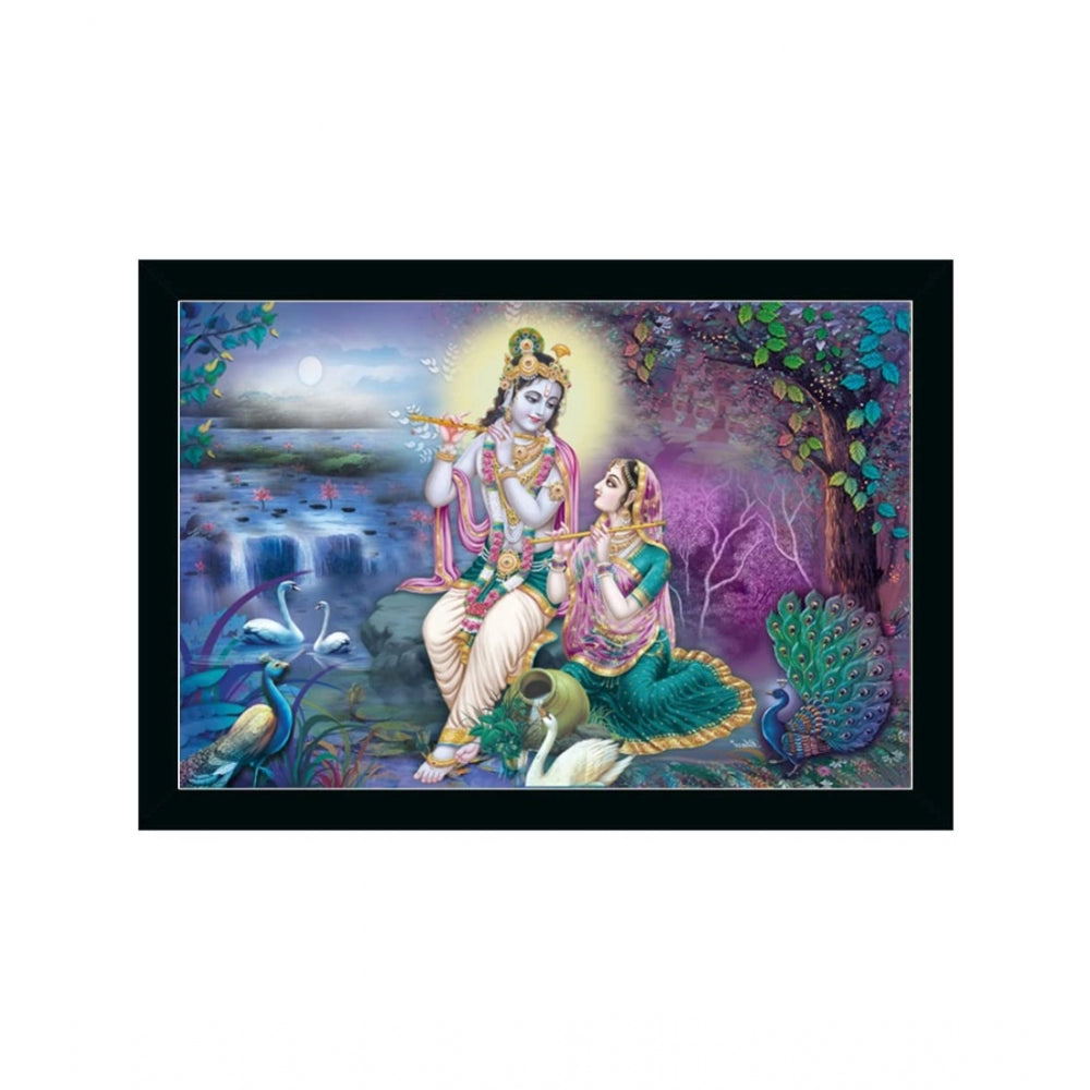 Roneclick Radha Krishna Painting with Synthetic Photo Frame (Multicolor)