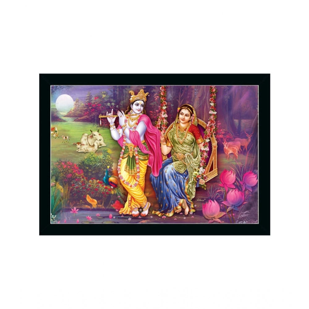 Roneclick Radha Krishna Painting with Synthetic Photo Frame (Multicolor)