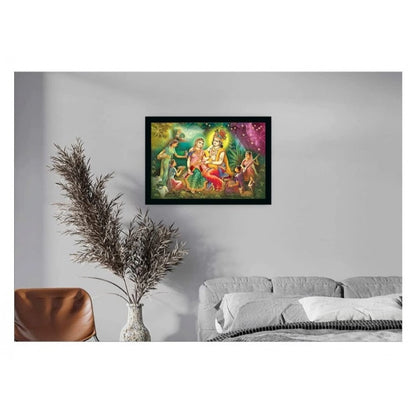 Roneclick Radha Krishna Painting with Synthetic Photo Frame (Multicolor)