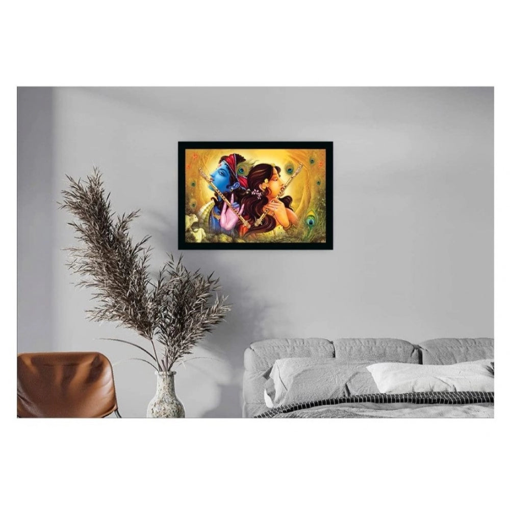 Roneclick Radha Krishna Painting with Synthetic Photo Frame (Multicolor)