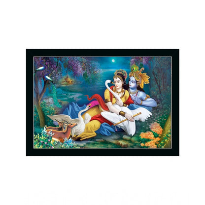 Roneclick Radha Krishna Painting with Synthetic Photo Frame (Multicolor)