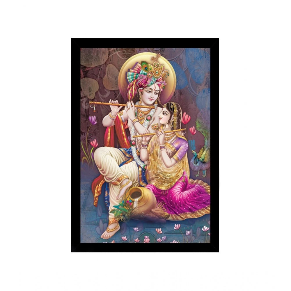 Roneclick Radha Krishna Painting with Synthetic Photo Frame (Multicolor)