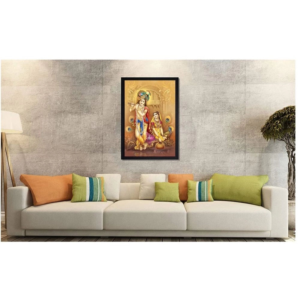 Roneclick Radha Krishna Painting with Synthetic Photo Frame (Multicolor)