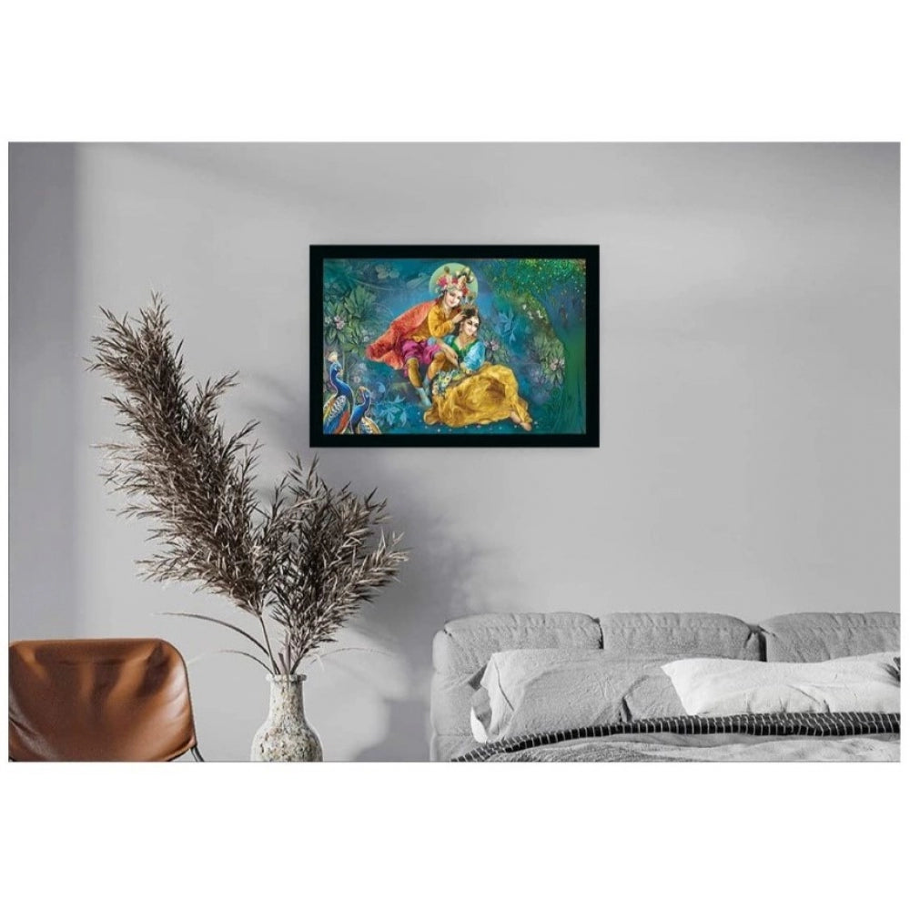 Roneclick Radha Krishna Painting with Synthetic Photo Frame (Multicolor)