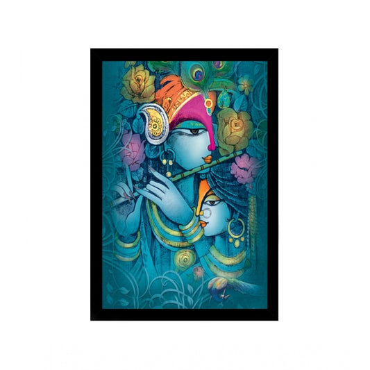 Roneclick Radha Krishna Painting with Synthetic Photo Frame (Multicolor)