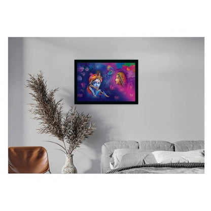 Roneclick Radha Krishna Painting with Synthetic Photo Frame (Multicolor)