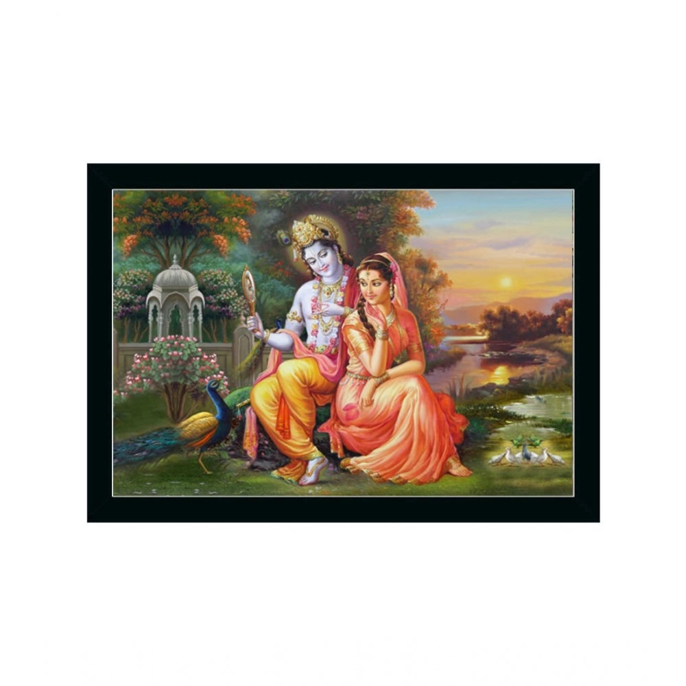 Roneclick Radha Krishna Painting with Synthetic Photo Frame (Multicolor)