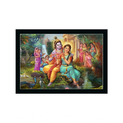 Roneclick Radha Krishna Painting with Synthetic Photo Frame (Multicolor)