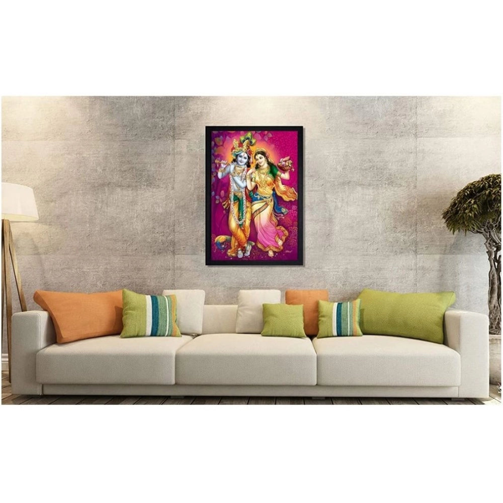 Roneclick Radha Krishna Painting with Synthetic Photo Frame (Multicolor)