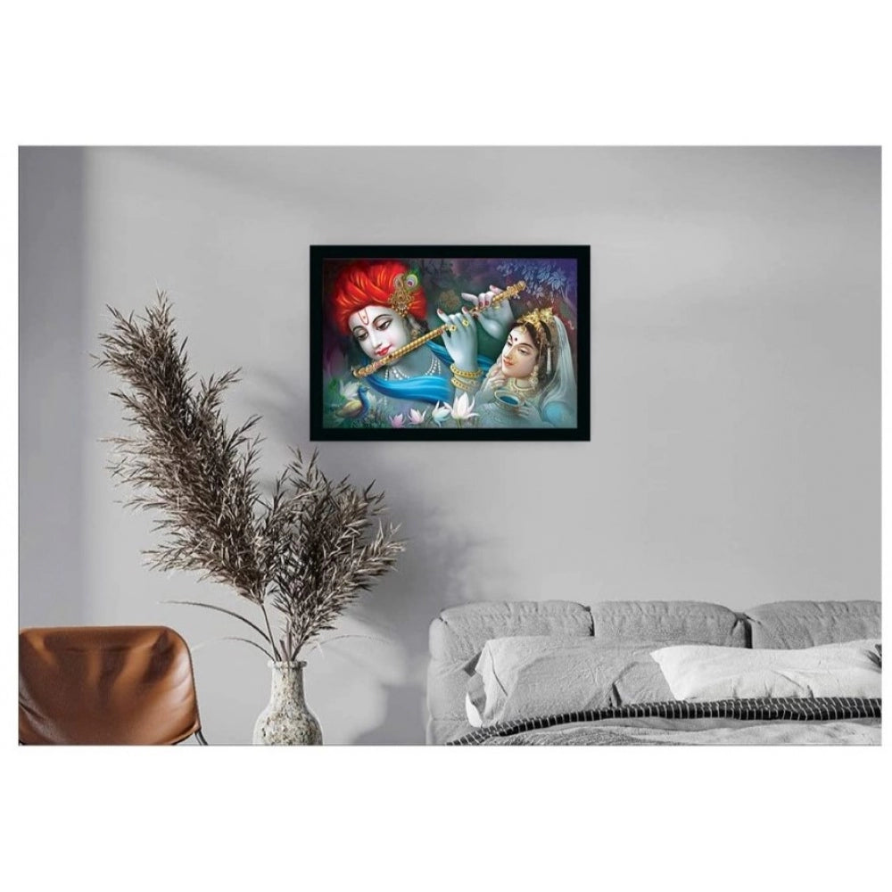 Roneclick Radha Krishna Painting with Synthetic Photo Frame (Multicolor)