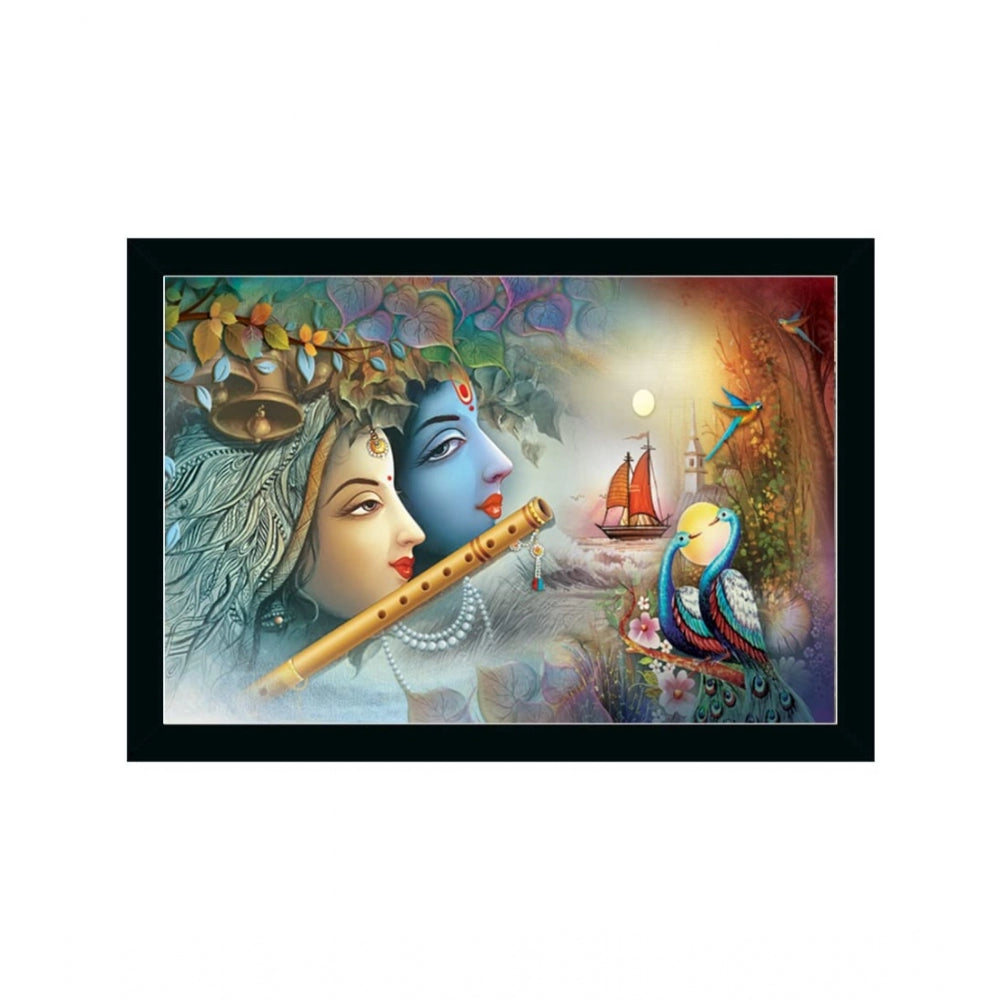 Roneclick Radha Krishna Painting with Synthetic Photo Frame (Multicolor)