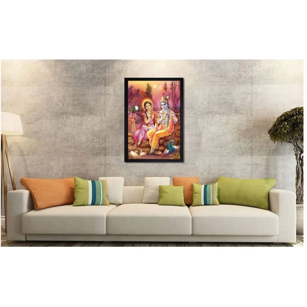 Roneclick Radha Krishna Painting with Synthetic Photo Frame (Multicolor)