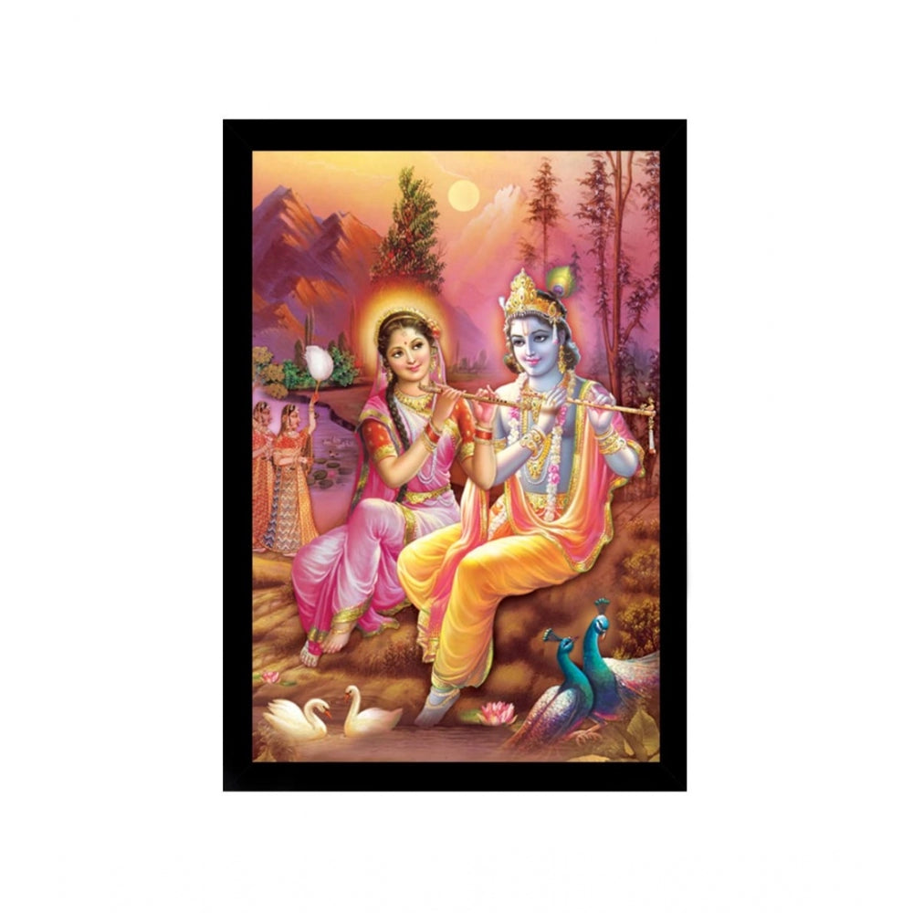 Roneclick Radha Krishna Painting with Synthetic Photo Frame (Multicolor)