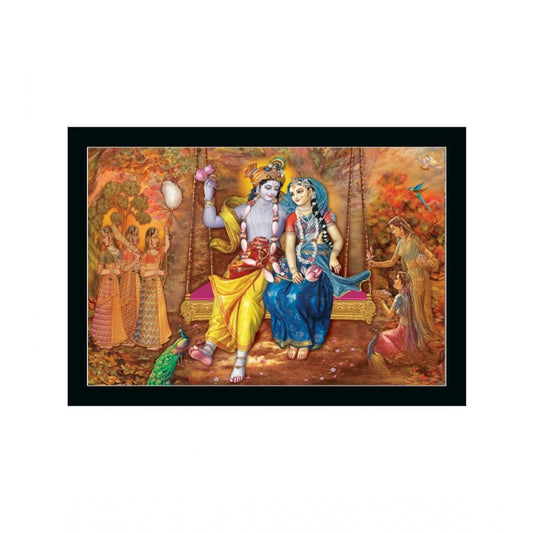 Roneclick Radha Krishna Painting with Synthetic Photo Frame (Multicolor)