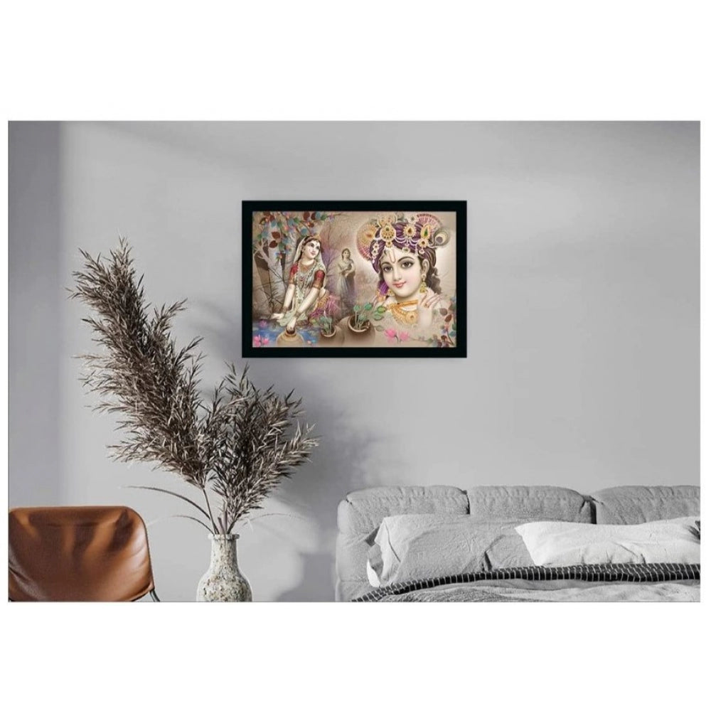 Roneclick Radha Krishna Painting with Synthetic Photo Frame (Multicolor)