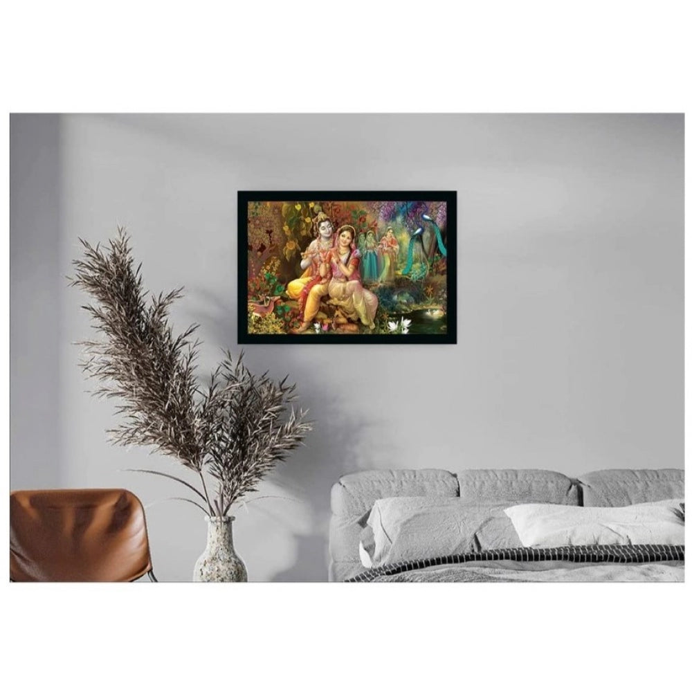 Roneclick Radha Krishna Painting with Synthetic Photo Frame (Multicolor)