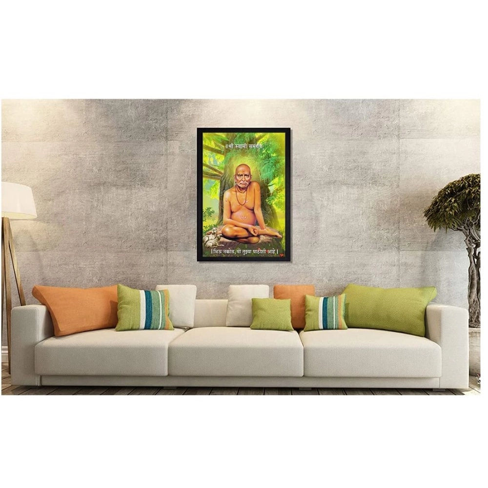 Roneclick Shri Swami Samarth Photo Frame with Synthetic Photo Frame (Multicolor)