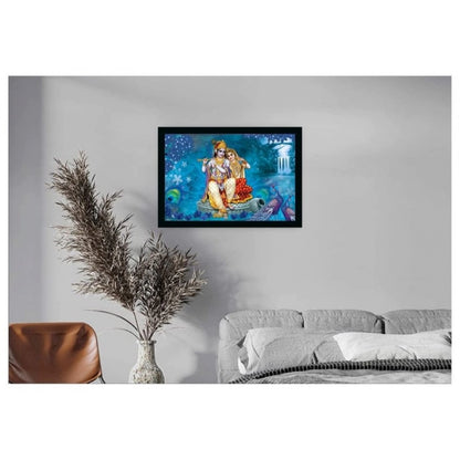 Roneclick Radha Krishna Painting with Synthetic Photo Frame (Multicolor)